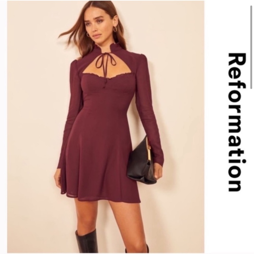 Reformation vivianne dress size 0 in plum